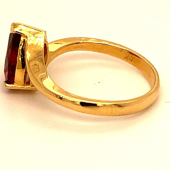 Rubellite 2.68ct Solid 18K Yellow Gold Ring - Picture 5 of 6